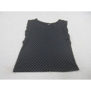 LOFT Outlet Shirt Womens Large Black White Polka‎ Dot Ruffle Sleeve Blouse Top